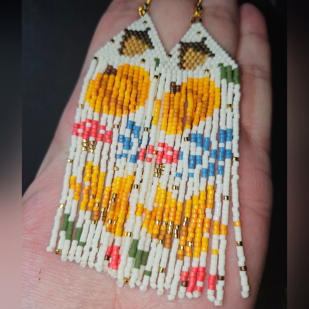Gorgeous Handmade Beaded  Fall Autumn Beaded Earrings